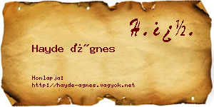 Hayde Ágnes névjegykártya